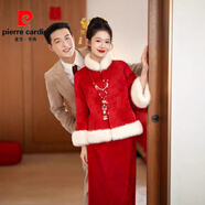 皮爾卡丹（pierre cardin）國風(fēng)敬酒服新娘裝紅色大方得體盡酒服冬季保暖2025新款敬酒禮服 酒紅色 L