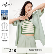 伊芙麗短袖襯衫牛仔套裝2024秋季新款氣質(zhì)休閑設計感寬松百搭外套 薄荷綠外套 L 165/88A