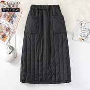 啄木鳥(niǎo)羽絨棉裙女菱格夾棉半身裙女冬季外穿擋風(fēng)加厚保暖中長(cháng)款a字潮 黑色(豎條紋) XL (120-140斤)(100-120斤) 12