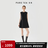 茶·愫【反叛千金】puretea茶愫pu皮無(wú)袖A字收腰連衣裙女2025年秋季新款 石墨黑 S