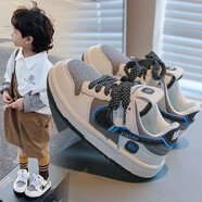 LI NING李寧Trbottomy鞋，兒童白鞋，2025新秋季女生輕質(zhì)防滑鞋，男生軟 6621板鞋灰藍 26 _內長(cháng)約16.5cm