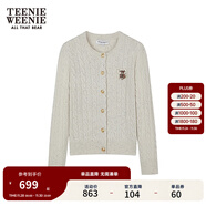 Teenie Weenie【四季絞花】小熊女毛針織衫25秋學(xué)院絞花綿羊毛衣 燕麥色 S