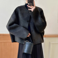 五個(gè)橘子短外套女2025秋冬夾棉加厚圓領(lǐng)毛呢小香風(fēng)名媛氣質(zhì)小個(gè)子上衣女 灰色 S