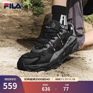 FILA 斐樂(lè )TREK老爹鞋男鞋新款休閑鞋時(shí)尚復古運動(dòng)鞋跑鞋 黑/南極灰-BD 44.5