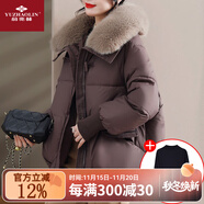 俞兆林（YUZHAOLIN）媽媽冬裝2025新款保暖加絨棉服中老年女裝大毛領(lǐng)棉襖防寒棉衣外套  咖色+黑毛衣 L 【建議120斤左右】