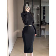 小紅書(shū)爆款性感辣妹覆古半高領(lǐng)長(cháng)袖性感連衣裙女秋冬新款收腰顯瘦 2025高領(lǐng)連衣裙修身歐美套裝包臀裙包臀連衣裙長(cháng)款 S 4045kgS