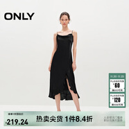 ONLY秋季時(shí)尚蕩領(lǐng)不對稱(chēng)吊帶中長(cháng)款連衣裙女|124307009 H1Z 黑色 M 165/84A