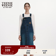 Teenie Weenie小熊春季復古時(shí)尚摩登牛仔裙背帶裙美拉德連衣裙女裝 深藍色 S