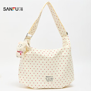 三福包包豹紋女斜挎包大容量大包女款單肩包通勤包包女式2025新款 白紅波點(diǎn) 大