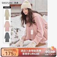 西遇法式長(cháng)袖針織連衣裙女2025年春冬新款拉鏈設計感中長(cháng)款打底裙 粉色 L