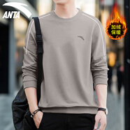 安踏衛衣男套頭衫2025秋冬季加絨運動(dòng)休閑裝寬松長(cháng)袖t恤男士上衣外套 7713-3松煙灰【加絨款】 L (175) 適合120-140斤