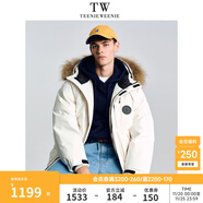 Teenie Weenie【何洛洛同款】2025新款男女同款工裝三防貉子毛保暖派克羽絨服 象牙白 S (165)