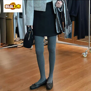 初徑灰色毛呢半身裙女2025秋冬季外穿打底小個(gè)子a字包臀短裙修身顯瘦 黑色 XXS