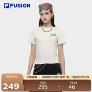 FILA FUSION斐樂(lè )潮牌官方針織短袖t恤女2024夏季休閑透氣短t上衣
