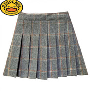 G.DUCKKIDS女童短裙半身裙秋冬韓版童裝中大童格子半裙洋氣兒童毛呢百褶裙潮 灰白黃格子毛呢裙 100 cm 建議90-100cm年齡3-4歲