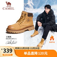 駱駝（CAMEL）王俊凱同款冬加絨戶(hù)外工裝馬丁大黃靴男 G122W7757TR 金黃 40