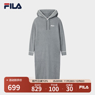 FILA 斐樂(lè )官方女子編織連衣裙2025冬季新款簡(jiǎn)約時(shí)尚修身連帽長(cháng)裙 冷水泥花灰-MG 3XL 185/100A/XXXL