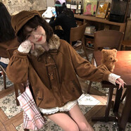 奈奈風(fēng)復古冬季毛毛花雜感花苞外套鏤空蕾絲打底衫短裙三件套套裝 三件套 L