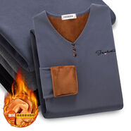 南極人2020新款春秋季男士長(cháng)袖t恤衛衣秋冬秋裝純棉加絨v領(lǐng)上衣打底衫T 928加絨藍灰色 M
