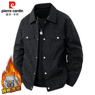 皮爾卡丹（pierre cardin）夾克男春秋冬季潮牌寬松工裝外套男翻領(lǐng)休閑高級感衣服 黑色 XL