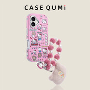 中掌柜藍色波點(diǎn)臘腸狗帶掛繩適用蘋(píng)果17手機殼新款iphone17套蘋(píng)果17prom [粉底滿(mǎn)屏kitty+毛絨kt掛繩] iPhone 14 Pro