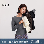 森馬（Semir）長(zhǎng)袖T恤女吸濕發(fā)熱抗菌緊身內(nèi)搭2024圓領(lǐng)抓絨套頭衫109724101007