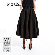 MO&Co.半身裙春黑色機能風(fēng)高腰蓬松小黑裙附腰帶MBE1SKT032 黑色 S