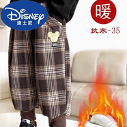 迪士尼女童棉褲2025冬季新款加絨加厚一條過(guò)冬兒童褲子格子時(shí)尚特厚洋氣 官方旗艦咖啡色格子（三層夾棉） 130