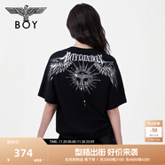 BOY LONDON【暗黑羅盤(pán)】夏情侶款短袖權杖印花炸街潮牌T恤N01906 黑印銀N01906 經(jīng)典升級款 L