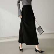 ONE BUYE【專(zhuān)享】純色顯瘦半裙秋款氣質(zhì)休閑長(cháng)款半身裙25061308 黑色 S