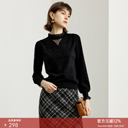 顏域時(shí)尚燈籠袖針織衫女2025新款冬裝復古溫柔風(fēng)通勤氣質(zhì)套頭毛衣 黑色 XL 42
