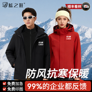 藍之旺 沖鋒衣定制工作服印logo三合一外套男戶(hù)外冬季工裝衣服訂做校服 【三合一B款】黑色169元 【330g雙面搖粒絨-防風(fēng)保暖】 M