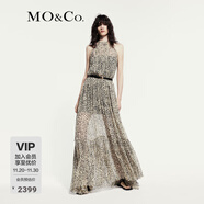 MO&Co.【NOIR系列】連衣裙春夏5A桑蠶絲豹紋(附襯裙) 棕杏豹紋色 M 165