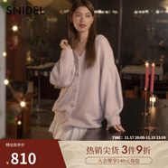 SNIDEL2025春夏甜美蝴蝶結系帶V領(lǐng)針織開(kāi)衫連衣裙SWNO251303 紫色 均碼 （F）
