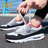 男鞋氣墊運動(dòng)鞋男2025春季新款皮面減震跑步鞋男款輕便休閑鞋 網(wǎng)面-361度白F1紅 40 40