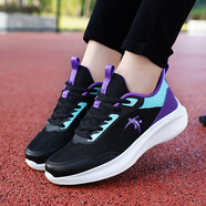 LI NING李寧喬尼丹萊女鞋輕便軟底休閑 959網(wǎng)面透氣黑紫色 35