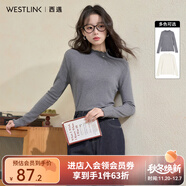 西遇（Westlink）半高領(lǐng)針織衫女秋季新款木耳邊內搭打底衫修身顯瘦毛衣 灰色 M (160)