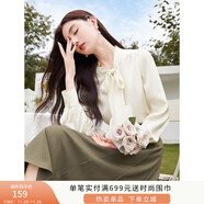 香影雪紡襯衫女長(cháng)袖2025秋季新款飄帶米白色法式上衣通勤職業(yè)襯衣 米色 M