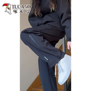 啄木鳥(niǎo)東北防寒加絨沖鋒褲女防風(fēng)防水戶(hù)外登山工裝褲秋冬季美式滑雪褲子 黑色【升級款 防風(fēng) 防水】 男女同款 M (適合)100-120斤