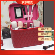 酷奇袋鼠大容量化妝包女2024七夕便攜簡(jiǎn)約化妝品首飾多層收納盒網(wǎng)紅手提箱 單層中號石榴紅