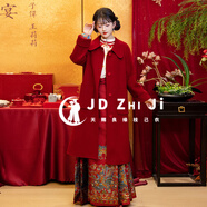 枝己紅色毛呢大衣2025新款風(fēng)衣外套女羊絨大衣訂婚結婚敬酒服御寒披風(fēng) LZ003（僅大衣） M