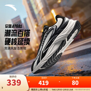 安踏（ANTA）AT681丨復古跑鞋男緩震透氣跑步鞋百搭 象牙白/基礎黑/銀-1 39 (男6.5)