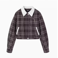 小個(gè)子復古辣妹套裝女秋冬Polo領(lǐng)格紋長(cháng)袖外套氣質(zhì)高腰顯瘦百褶裙 格紋撞色長(cháng)袖外套-夾棉 單件【夾棉】 2XL  (建議120-130斤)