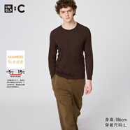 優(yōu)衣庫男裝HEATTECH EXTRA WARM混紡圓領(lǐng)T恤 9分袖 9%羊絨 481441 38 深褐色 2XL