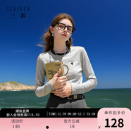 三彩2025冬季新款磨毛T恤圓領(lǐng)愛(ài)心刺繡上衣修身內搭簡(jiǎn)約M 花灰色 M 160/84A