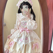 唐努烏（Tang Nu wu）黑草莓OP洋裝可愛(ài)洛麗塔裙學(xué)生連衣裙子蘿莉 草莓裙【粉色】 S 【65-90斤】