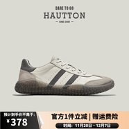 皓頓（HAUT TON）男鞋休閑鞋頭層牛皮百搭小白鞋軟底運動(dòng)健步鞋潮流新款阿甘鞋子男 白灰色 39 適合運動(dòng)鞋40碼