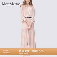 MeetMetro瑪依爾中長(cháng)款時(shí)尚粉色連衣裙女2025春新款氣質(zhì)收腰A字裙 長(cháng)款藕粉【現貨】 L