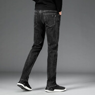 南極人（Nanjiren）韓版修身男褲秋冬厚款修身彈性百搭時(shí)尚感小直筒牛仔 9024-3黑灰色 厚款 28 (2尺1)100斤