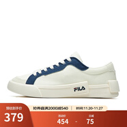 FILA FUSION斐樂(lè )男鞋POP帆布鞋潮牌男子潮流板鞋街拍運動(dòng)休閑鞋男 奶白/徽章藍-GB 41